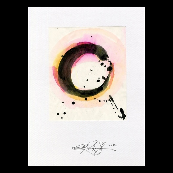 Enso Painting, Zen Circle art, yellow, Original Contemporary Modern Spiritual - Picture 1 of 4
